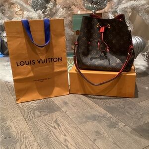 Louis Vuitton Monogram Brown and Red Shoulder Bag
